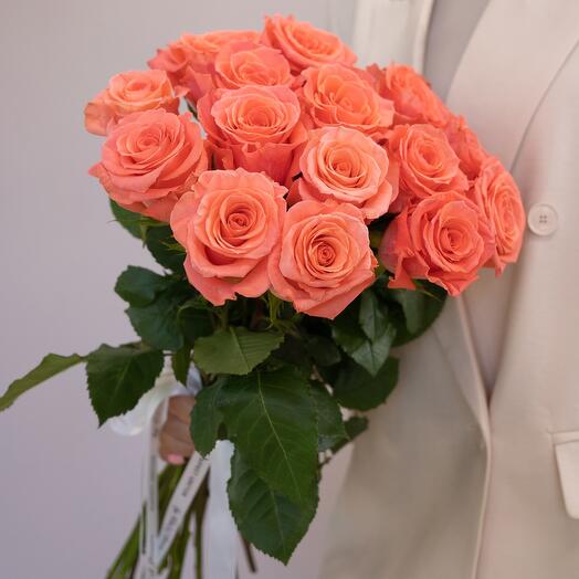 A bouquet of 15 Ecuadorian roses with a ribbon