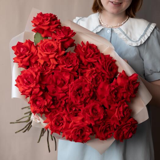 Шикарный букет роскошных Французских роз, 25 штук "Амстердам"