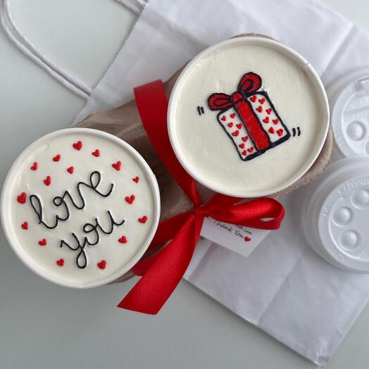 Торт в стаканчике с надписью "Love you", торт для парня, торт для мужа, торт на 14 февраля