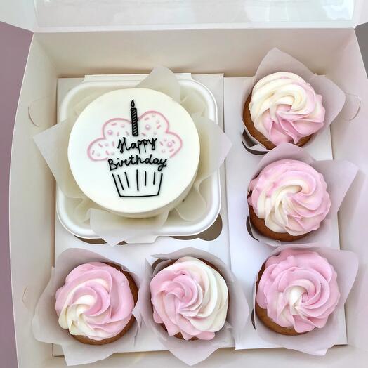 Set de postres Bento Cake y 5 cupcakes