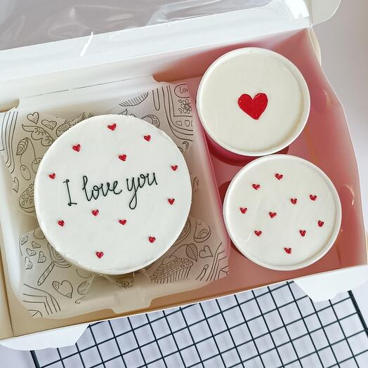 Бенто-торт и 2 трайфла I love you