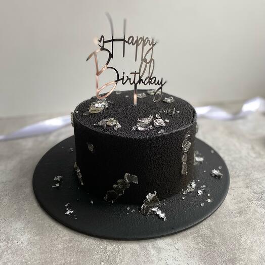 Черный бархатный торт на день рождения happy birthday