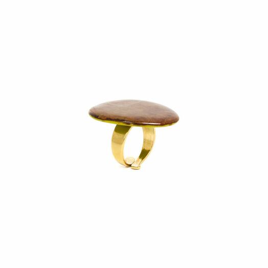 Кольцо Nature Bijoux, Connemara, разъемное, с листком в смоле, NB23.1-19-24620 коричневый