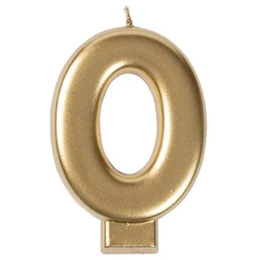 Свеча -цифра "0" Золотая, 8 см