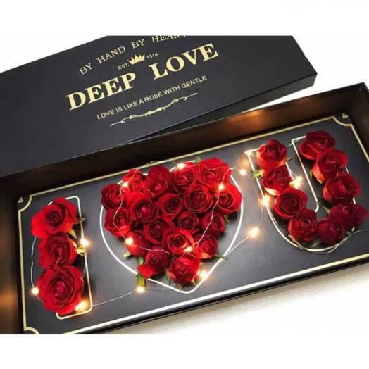 Luxury Red Rose Box with LED Lights   Plush Rabbits – The Perfect Personalized Gift