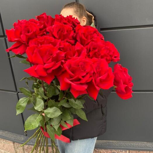 🌹Красные метровые французские розы 15 шт|Цветы в Уфе