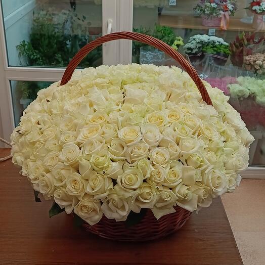 Корзина 251 белая роза