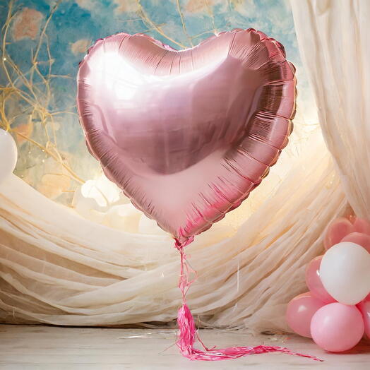 Шар гелий сердце XXL 75 см розовый макарунс. Helium foil balloon pink macaron heart shape 75 cm