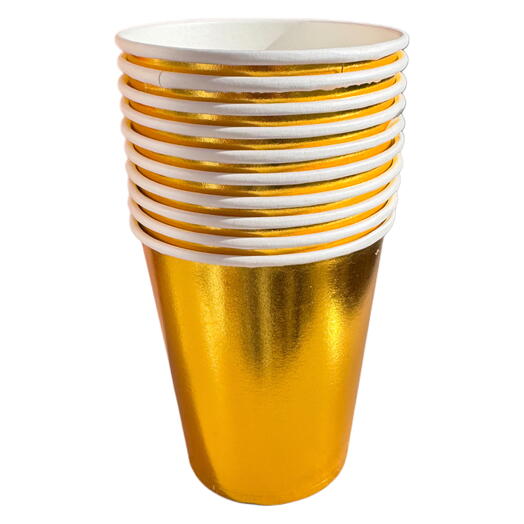 Pack of 10 Disposable Gold Cups.