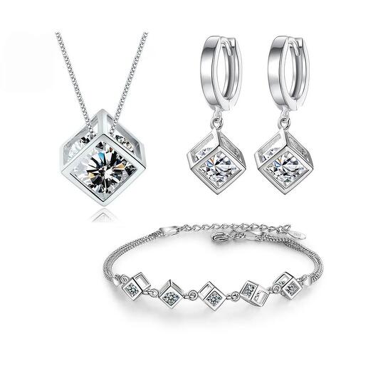 Women's Silver Jewelry Set HIGHLIGHT with Zircon Stones