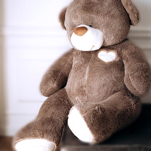 Плюшевый мишка с надписью I love you 260 см серый