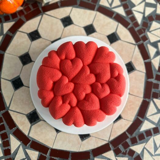Red Herats Mousse Cake - Spiced Sea Buckthorn
