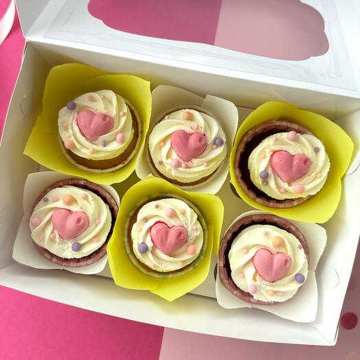 🩷Капкейки в подарок 6 шт (2 вкуса), на праздник, в подарок, девушке/жене/любимой/маме/дочке, на 8 марта