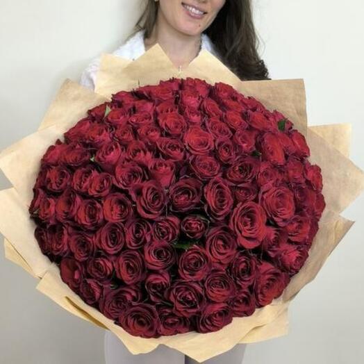 101 красная кенийская роза🌹