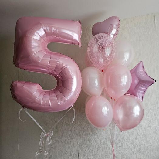 Набор из розовых шаров на 5 лет дочки,девочки, ребёнка-13 шаров