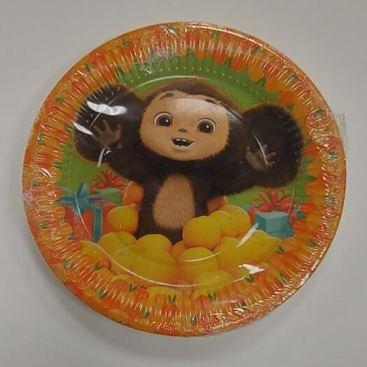 Тарелка бумажная "Чебурашка ", 6шт, 19см