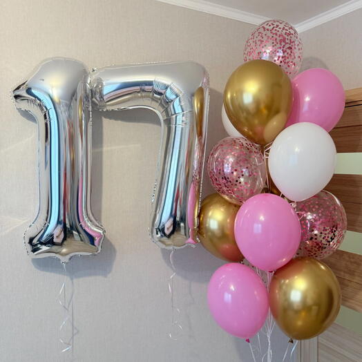 Шарики девушке, сестре, подруге, дочери на 17 лет