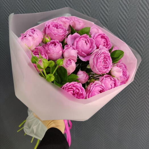 Букет из 9 кустовых пионовидных роз 💞 Мисти баблз