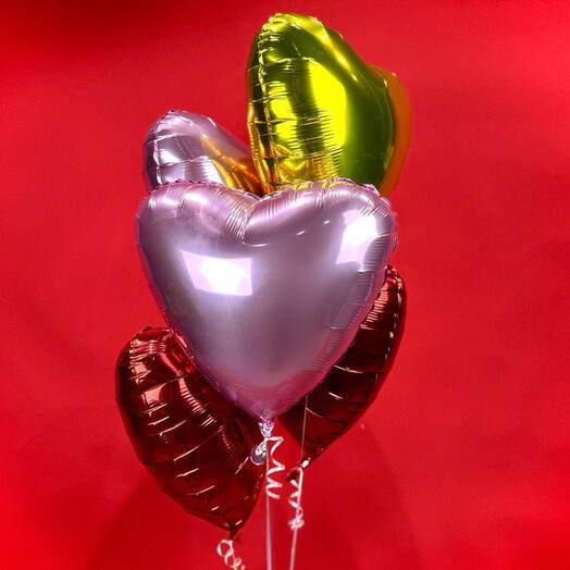 Фонтан шаров фольгированных Сердце, 5 шт