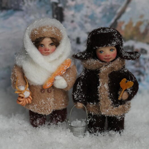 Набор елочных игрушек "Мальчик и девочка"