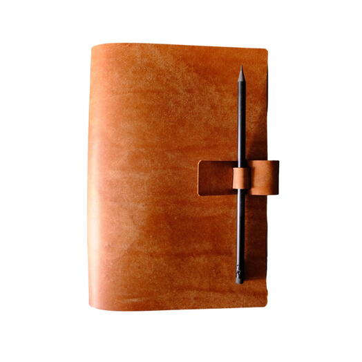 Кожаный блокнот А5 Коричневый "На застёжке 2.0" с креплением для ручки