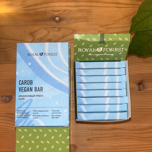 Набор Carob Vegan Bar (арахисовая паста, морская соль) Royal Forest ,8 шт 50 гр