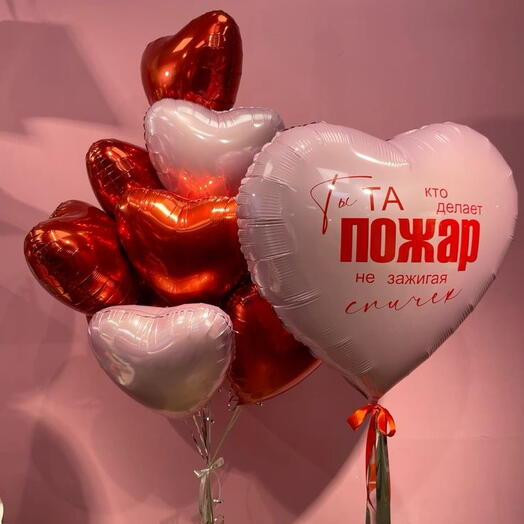 Набор воздушных шаров Сердце и фонтан из 14 сердец