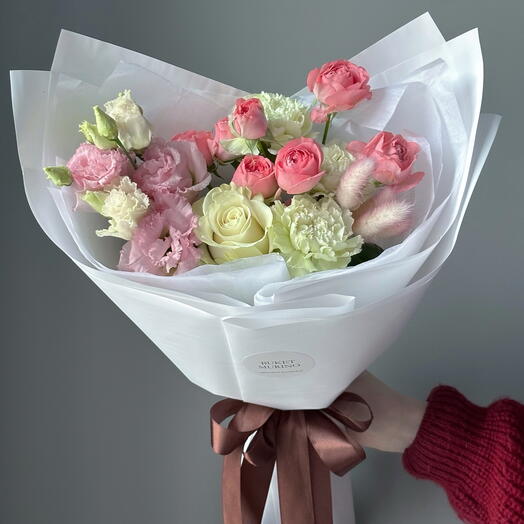 Rose Creme - розы, эустома, гвоздики