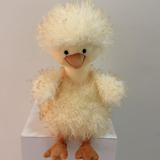 Мягкая игрушка Уточка с хохолком бежевая