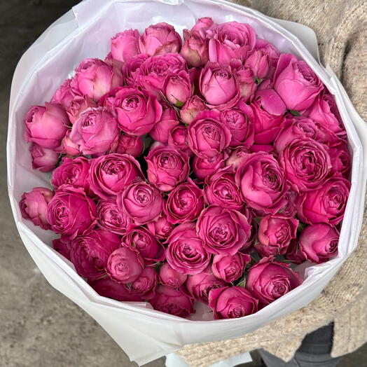 Pink spray peony roses mono bouquet