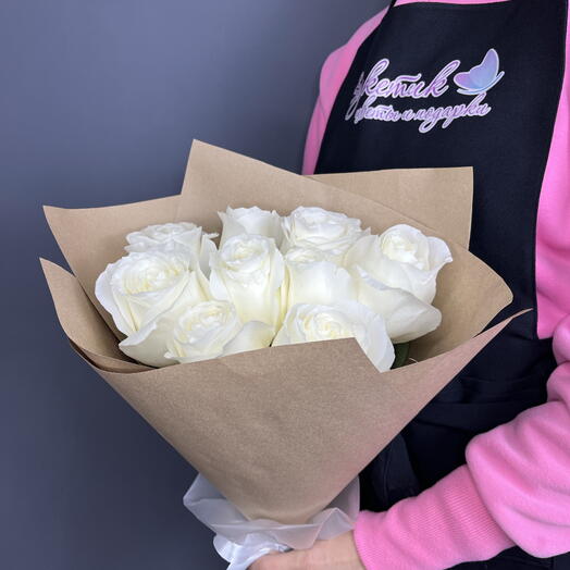 Bouquet of 9 white roses