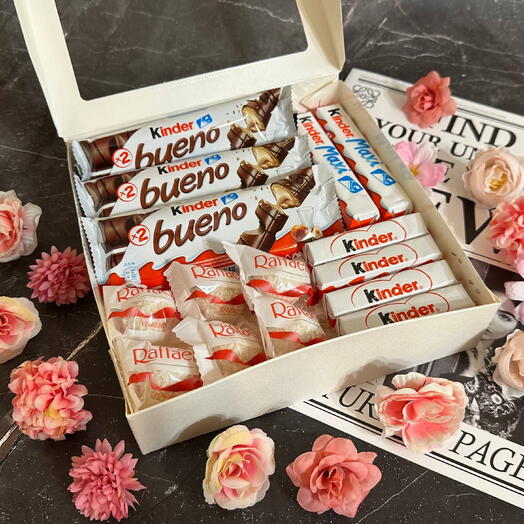 «Твоя сладкая радость» 🍫 – сладкий подарок, набор, киндер, девушке, любимой, сладости, конфеты, на праздник, раффаэлло M4