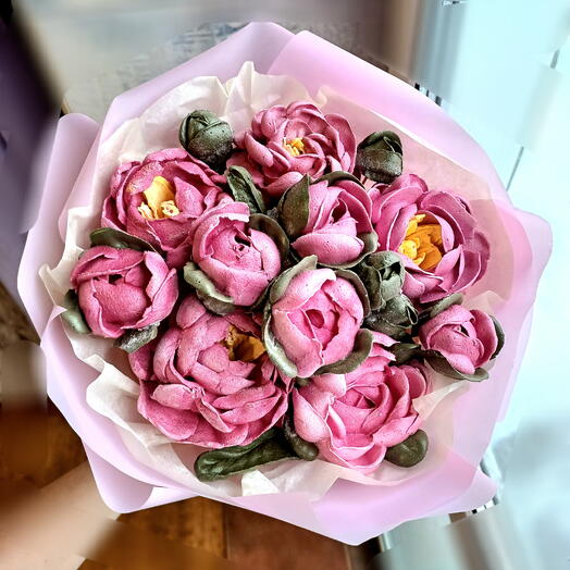 Пионы из зефира