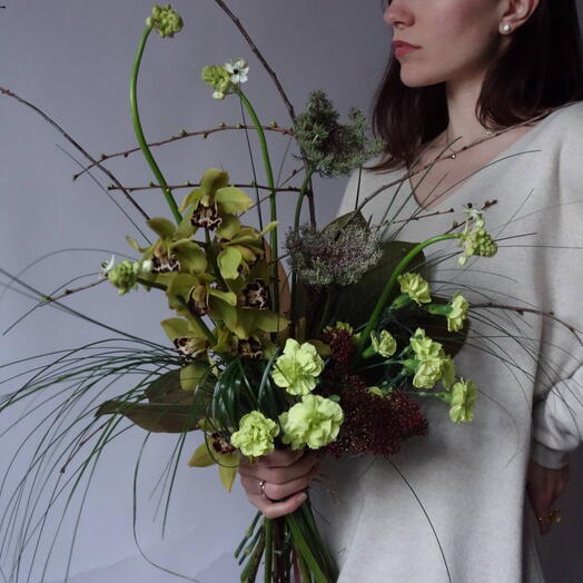 Интерьерный букет с орхидеей