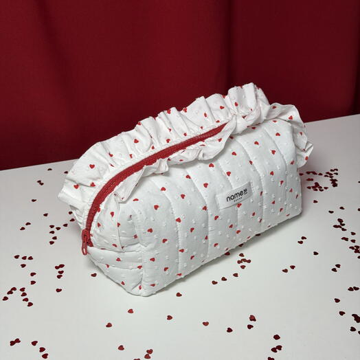 Косметичка из хлопка с сердечками