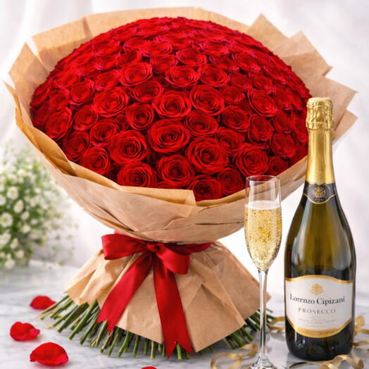 101 Roses and Sparkle wine