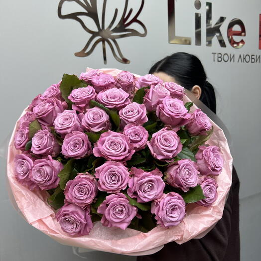 Букет из 35 ароматных фиолетовых premium роз💜