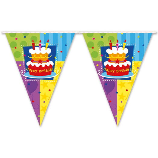 Гирлянда-флажки «Торт Happy Birthday»