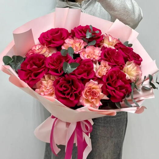Французские розы с эвкалиптом для любимой 💖