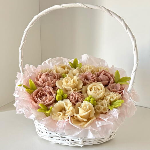 БУКЕТ ЦВЕТОВ ИЗ ЗЕФИРА В КОРЗИНЕ🌸