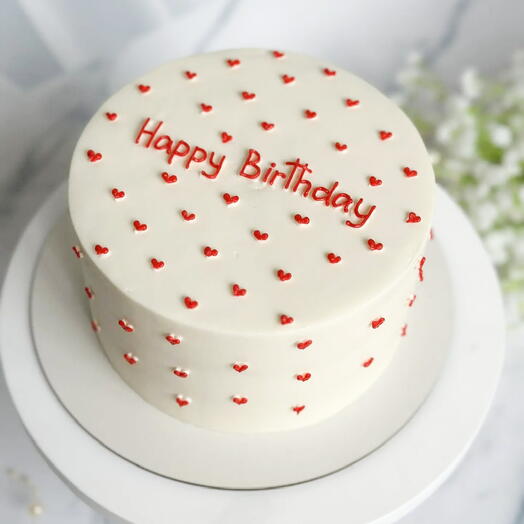 Торт 1 кг happy birthday с сердцами/с днём рождения