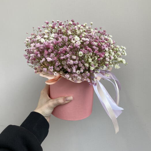 Композиция из бело-розовой гипсофилы