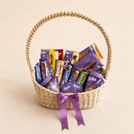 Подарочная корзина Milka Inspiration XXL — большая корзина сладостей Milka