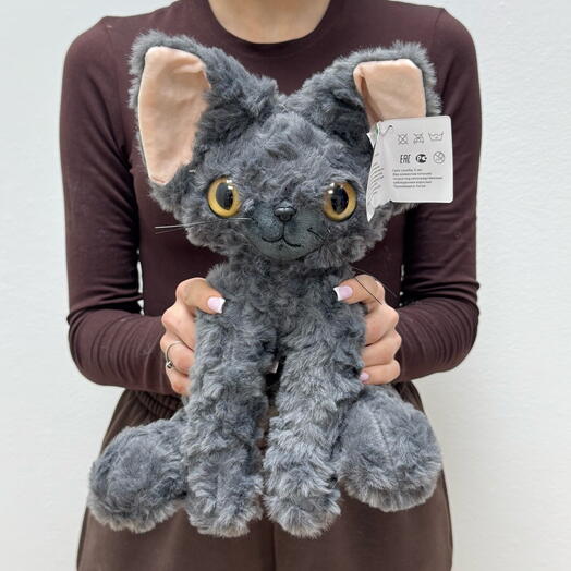 Мягкая игрушка Кот сфинкс серый