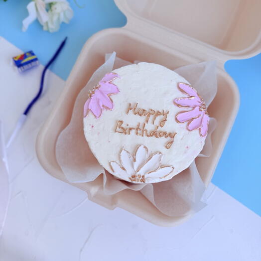 Бенто торт с цветами Happy birthday в подарок маме/подруге/сестре/любимой