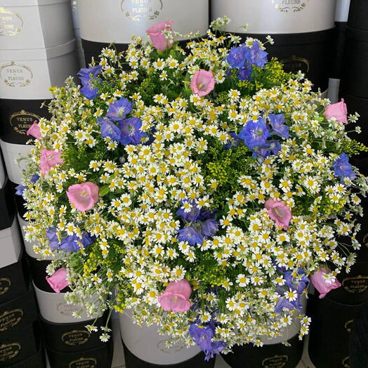 Микс с кампанулой в букете - 25 шт