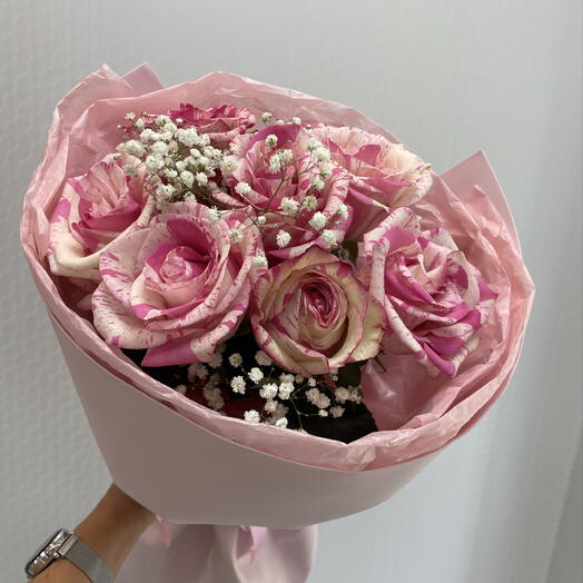 Букет из роз и гипсофилы🌹🌹🌹🌹🌹🌹🌹