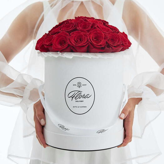 Hatbox Grand "Red Roses Freedom" WHITE