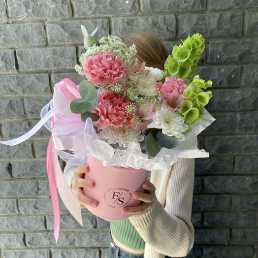 Милая розовая композиция с диантусами🌸