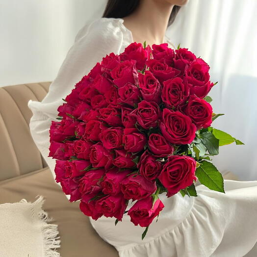 💋Малиновый букет кенийской розы 51шт 008